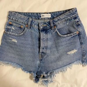 Zara Ripped Denim Shorts